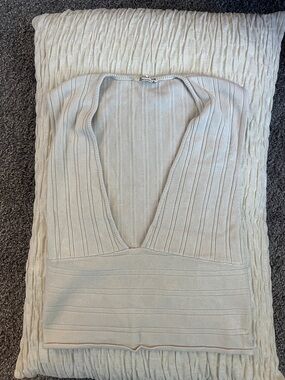 Free People Cream Ribbed Knit Tank